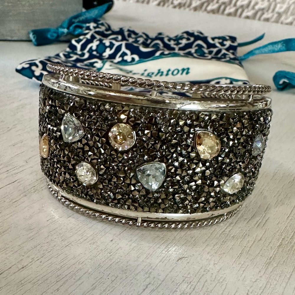 Brighton Black and Silver Watch with Intricate Design